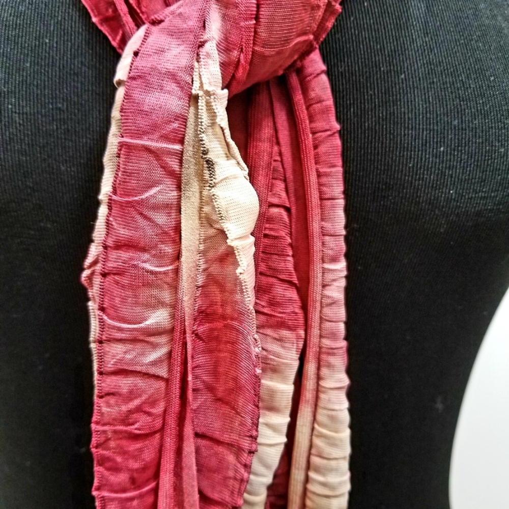 Red and Magenta Solid & Patterned Scarf Accessory - Picture 5 of 8